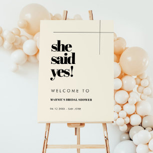 Elegant & chic She said yes Bridal Shower Sign