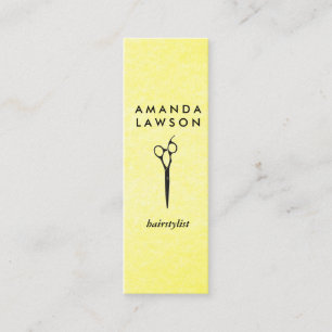 Elegant Chic Shears Comb Yellow Grungy Texture Mini Business Card