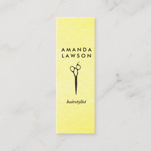 Elegant Chic Shears Comb Yellow Grungy Texture Mini Business Card