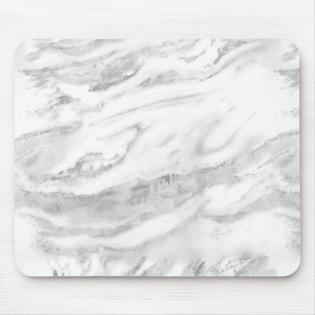 Elegant Chic Silver Foil Classic Marble Mouse Pad (Front)