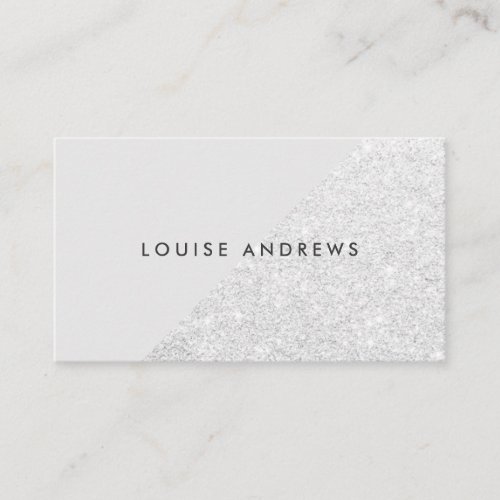 Elegant chic silver glitter color block beauty business card