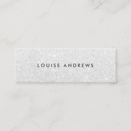 Elegant chic silver glitter simple white beauty mini business card