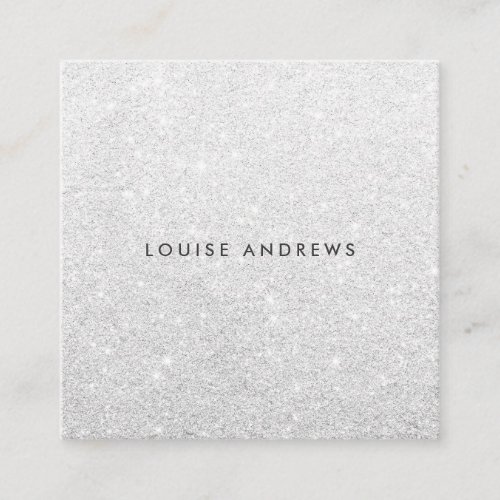 Elegant chic silver glitter simple white beauty square business card