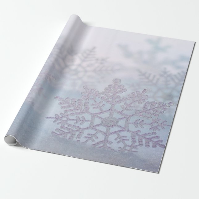 Elegant Chic Silver Snowflakes Holiday Wrapping Paper (Unrolled)