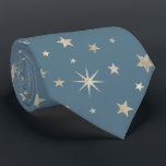 Elegant Chic Silver Stars Monogrammed Dusty Blue Neck Tie<br><div class="desc">Elegant and festive star pattern for any occasion !</div>