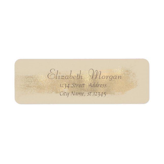 Elegant Chic  Simple,Faux Gold Brush Stroke Label (Front)