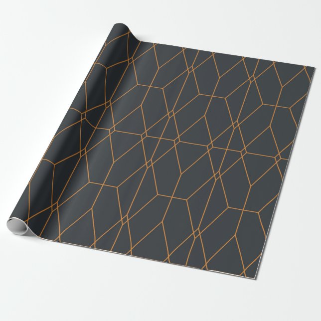 Elegant, chic, simple, luxurious line pattern art wrapping paper (Unrolled)