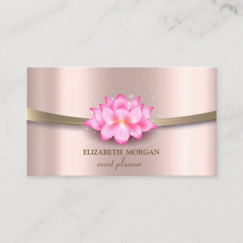 ElegantChicSimple Stripe Lotus Business Card
