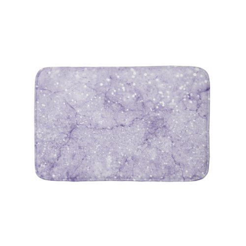 Elegant chic soft lavender purple glitter marble bath mat