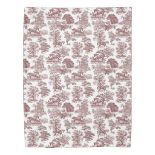 Elegant Chic Soft Pink Rustic Horses Toile Duvet Cover