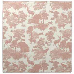 Elegant Chic Soft Pink Toile Deer Woodland Cloth Napkin