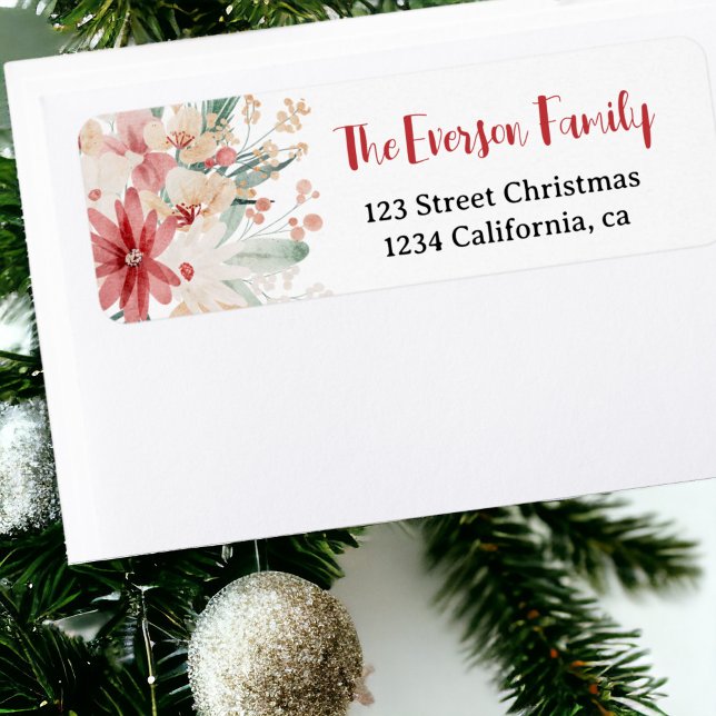 Elegant chic Soft Watercolor Floral Christmas Label (Elegant chic Soft Watercolor Floral Christmas Label)