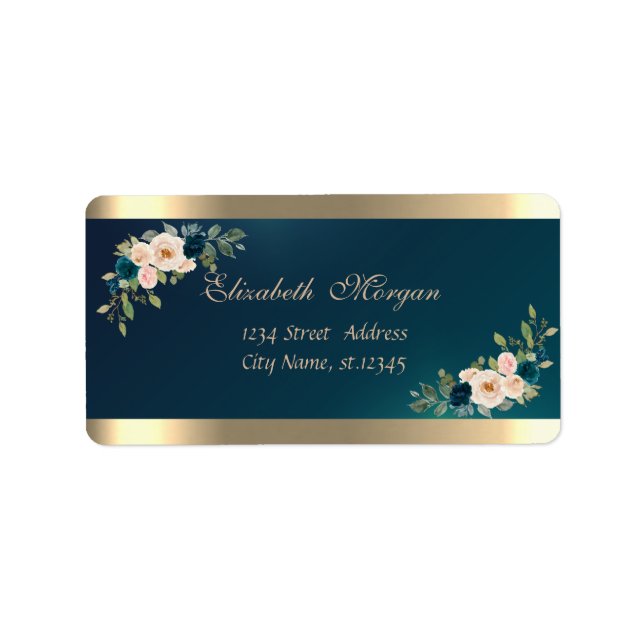 Elegant Chic  Sophisticated,Floral Green Gold Label (Front)