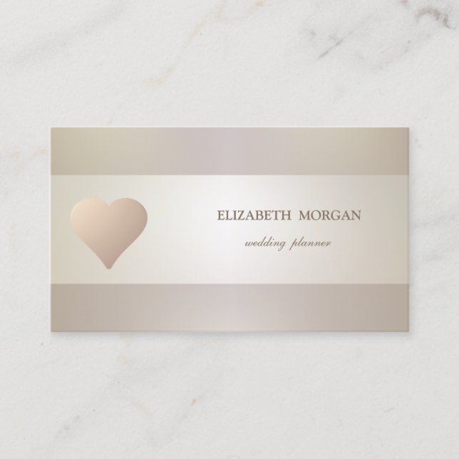 Elegant Chic Sophisticated, Rose Gold Heart Business Card (Front)