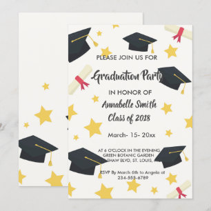 elegant chic star Graduation Invitation
