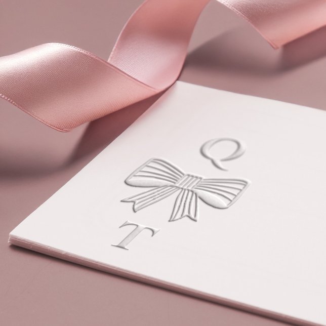 Elegant Chic Stripe Bow Couples Wedding Monogram Embosser (Elegant Chic Stripe Bow Couples Wedding Monogram Embosser)