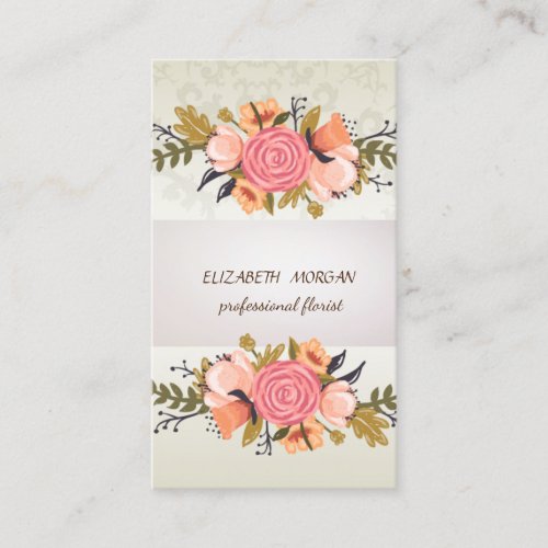 Elegant Chic  Stripe Lace Floral Business Card