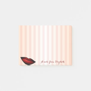 Elegant Chic Striped  Stylish Girly , Red Lips Post-it Notes