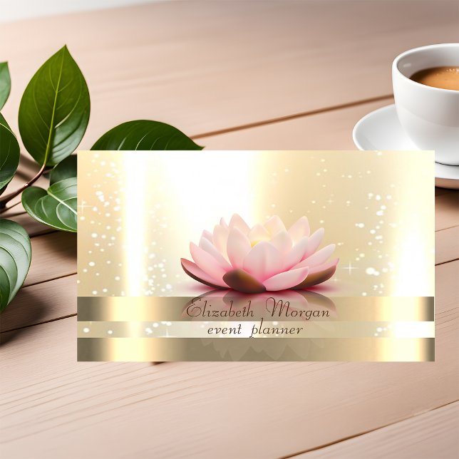 Elegant ,Chic ,Stripes ,Luminous Lotus Business Card (Creator Uploaded)