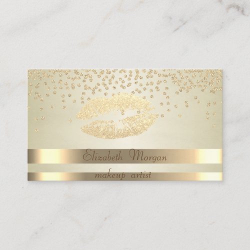 Elegant ChicStripes _ Shiny Diamonds_Glittery Lip Business Card