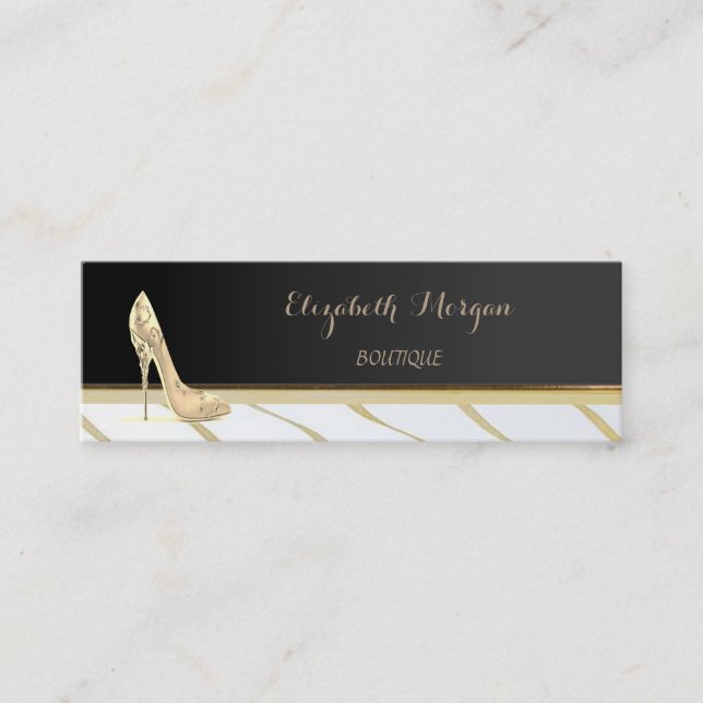 Elegant Chic Stylish,Black,Heels Mini Business Card (Front)