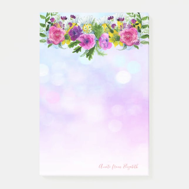 Elegant Chic  Stylish Girly ,Bokeh ,Flowers Post-it Notes (Front)