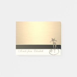 Elegant Chic Stylish Girly ,Faux Gold, Cat Post-it Notes
