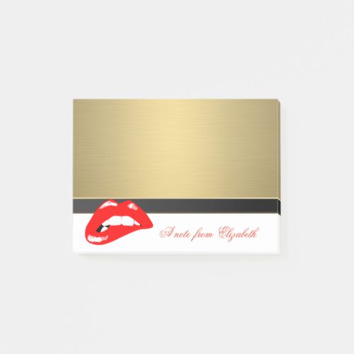 Elegant Chic  Stylish Girly Faux Gold Lips Post_it Notes