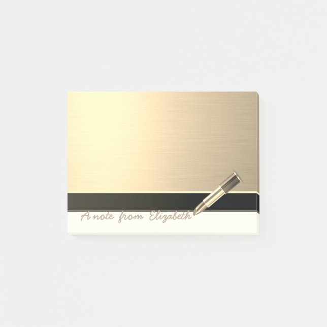 Elegant Chic  Stylish Girly ,Faux Gold, Lipstick Post-it Notes (Front)