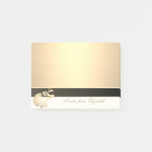 Elegant Chic  Stylish Girly Faux Gold Peacock Post_it Notes