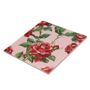 Elegant Chic Stylish Girly Flowers Rose Trendy Ceramic Tile