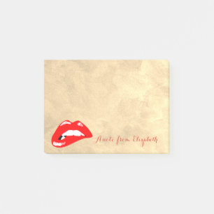 Elegant Chic  Stylish Girly ,Gold, Red Lips Post-it Notes