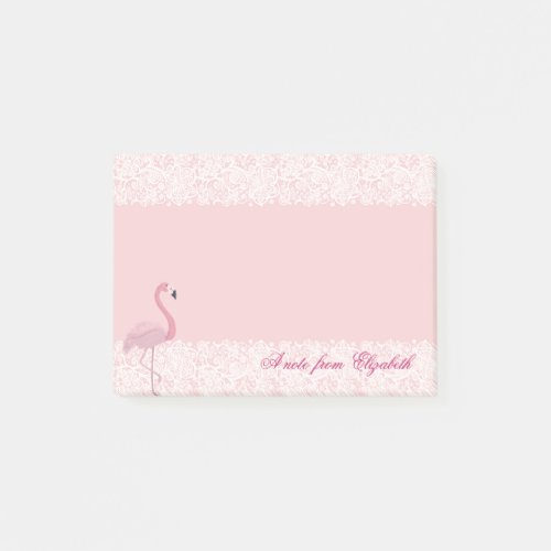 Elegant Chic  Stylish Girly Lace Pink Flamingo Post_it Notes