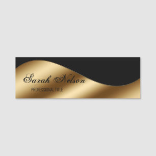 Elegant Chic Stylish Gold Black Name Tag