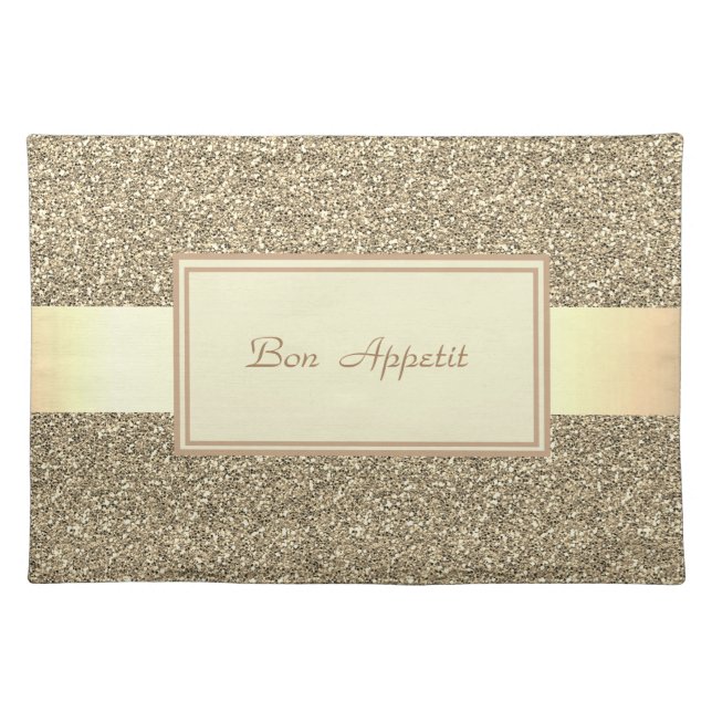 Elegant Chic Stylish  Gold Glitter Cloth Placemat (Front)