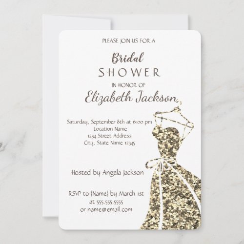 ElegantChic Stylish  Gold Glitter Dress Invitation