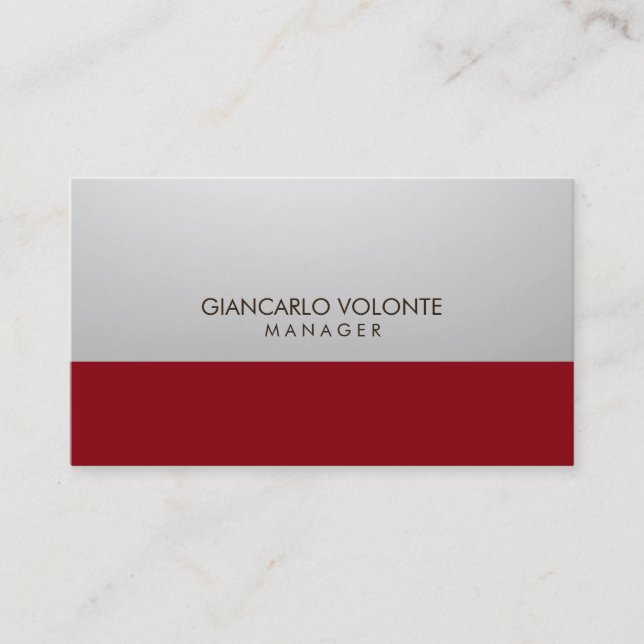Elegant Chic Stylish Gray Red Artwork Professional Business Card (Front)