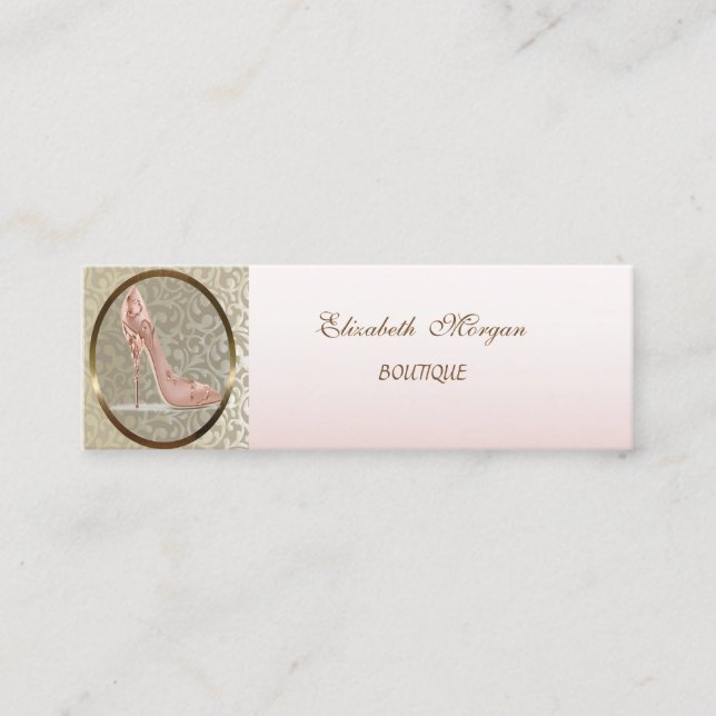 Elegant Chic Stylish Modern,Heel Mini Business Card (Front)