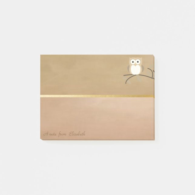 Elegant Chic  Stylish Owl-Personalized Post-it Notes (Front)