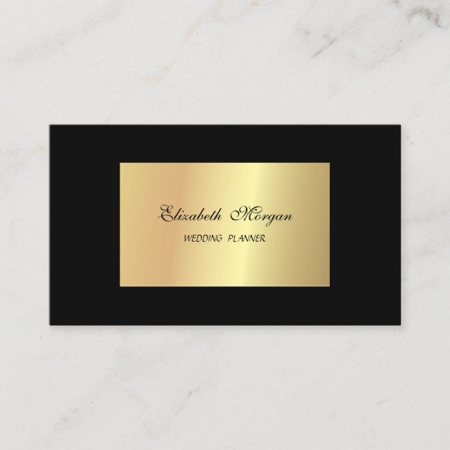 Elegant Chic Stylish Professional,Faux Gold,Black Business Card (Front)