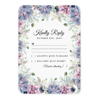 Elegant Chic Succulents Florals Wedding RSVP Card