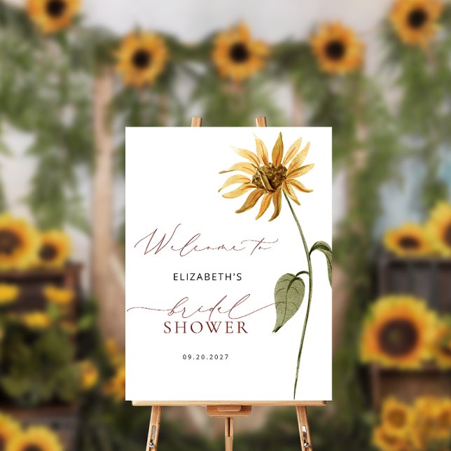 Elegant Chic Sunflower Bridal Shower Welcome  Foam Board (Creator Uploaded)