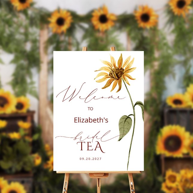 Elegant Chic Sunflower Welcome Bridal Tea Foam Board (Creator Uploaded)