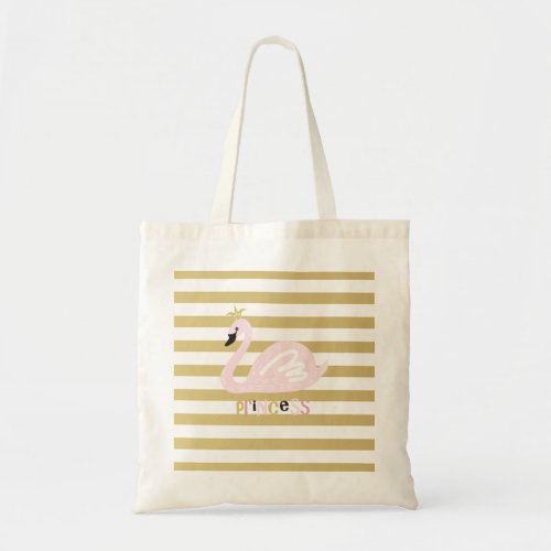 Elegant Chic Swan Crown On Stripes Tote Bag
