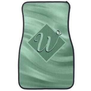 Elegant Chic Teal Swirl Monogram Initial Stylish Car Floor Mat