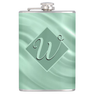 Elegant Chic Teal Swirl Monogram Initial Stylish Flask
