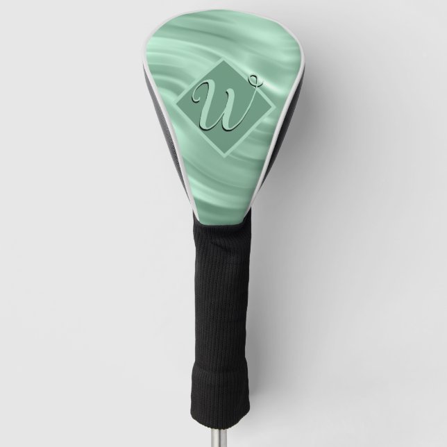 Elegant Chic Teal Swirl Monogram Initial Stylish Golf Head Cover (Front)