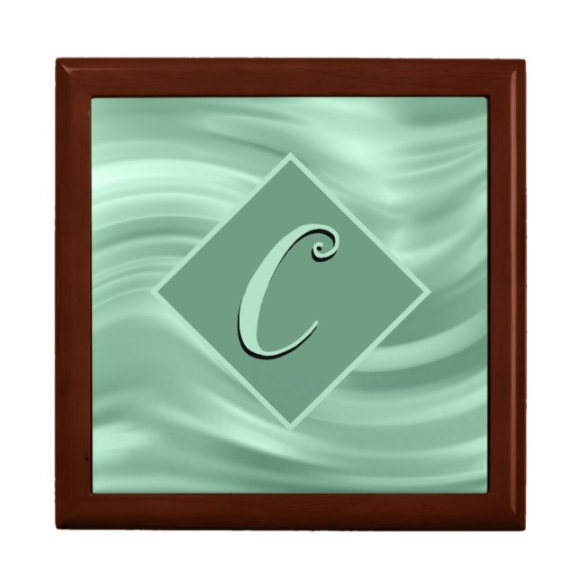 Elegant Chic Teal Swirl Monogram Modern Gift Box (Front)