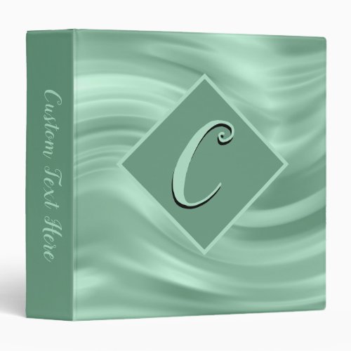 Elegant Chic Teal Swirl Monogram Stylish 3 Ring Binder