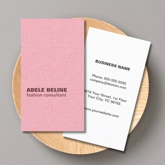 Elegant Chic Texture Pink Fashion Consultant Business Card (Creator Uploaded)
